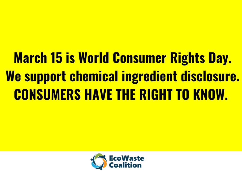 EcoWaste Coalition Campaigns for Chemical Ingredient Disclosure